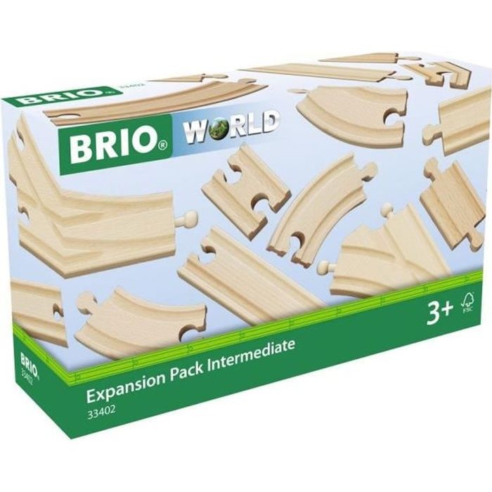 Coffret Evolution Intermédiaire 16 Rails - BRIO - 33402 - Circuit de train en bois pour enfant dès 3