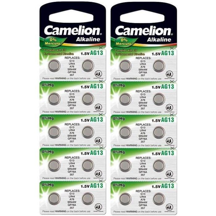Lot De 20 Piles Camelion LR44 / A76 / AG13 Pile Bouton, Longue Durée De - Foto 7
