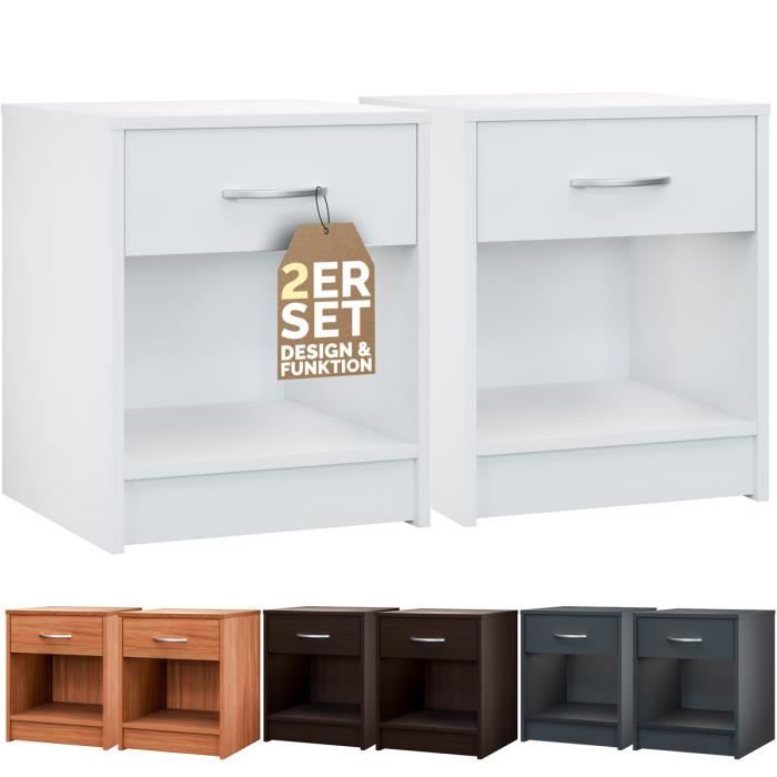 CASARIA® 2x Table de chevet Blanc 35x40x50cm Table de nuit avec un tiroir niche Meuble de rangement chambre salon CASARIA® 2x Table de chevet Blanc 35x40x50cm Table de nuit avec un tiroir niche Meuble de rangement chambre salon