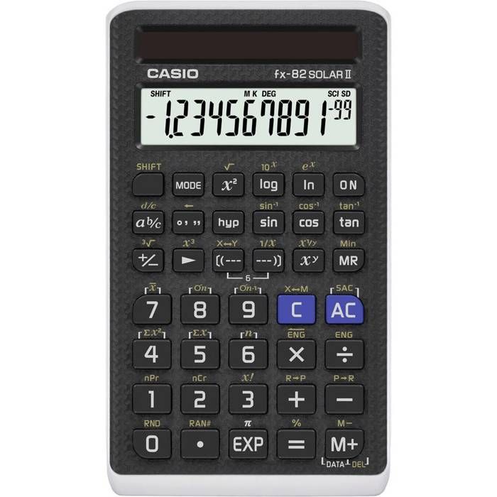 Calculatrice scolaire Casio FX-82SOLARII solaire noir Ecran: 10 pouces (l x H x P) 71 x 10 x 134 mm