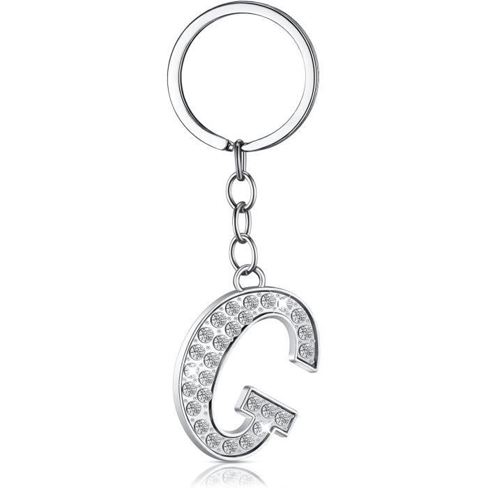 Porte-clés Lettre Initiale G Avec Papillon - Paillettes Vertes, Pompons, 11,5 Cm