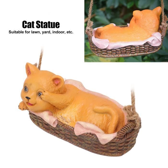 Figurine Chat Miniature Avec Canapé Jaune - Sculpture Résine Mignonne Pour Décoration Bureau