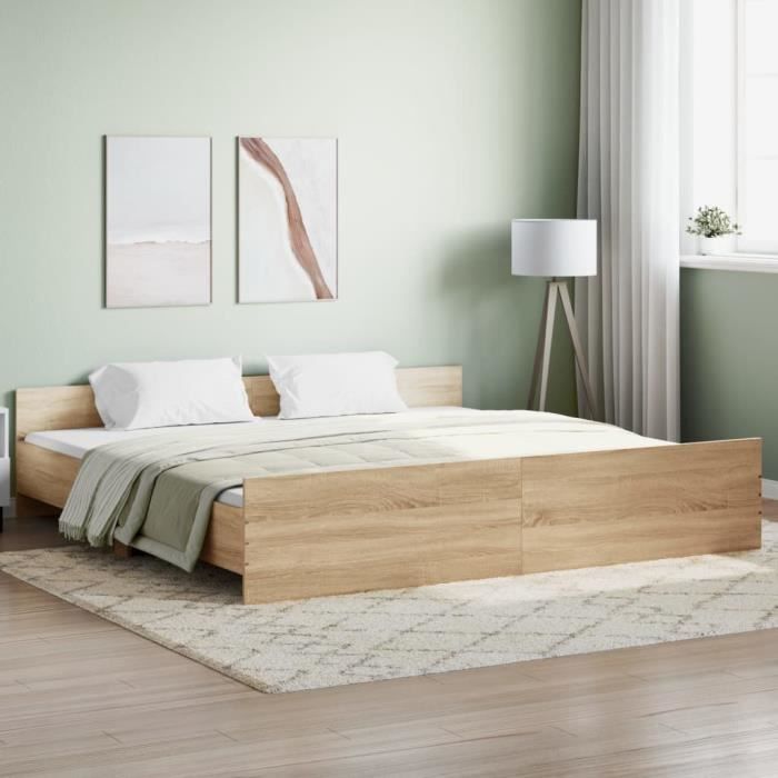 suc-cadre de lit tête de lit et pied de lit chêne sonoma 180x200 cm
