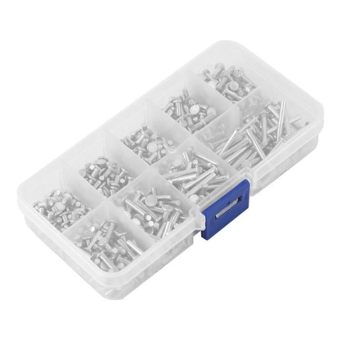 Lot De 450 Rivets Plats En Aluminium M2.5 - Pour Bricolage, Réparation Et Assemblage