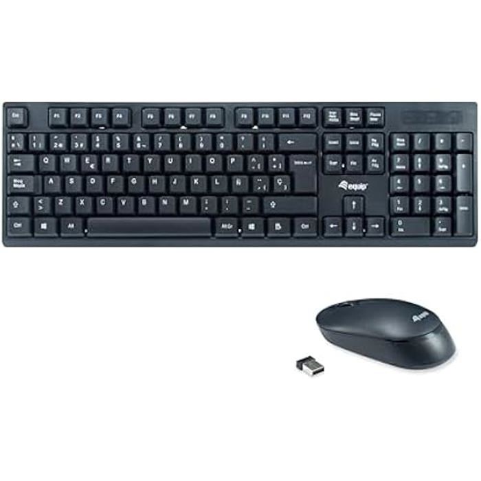 Clavier et souris sans fil - Equip - Espagnol - Noir - Récepteur USB - Technologie sans fil