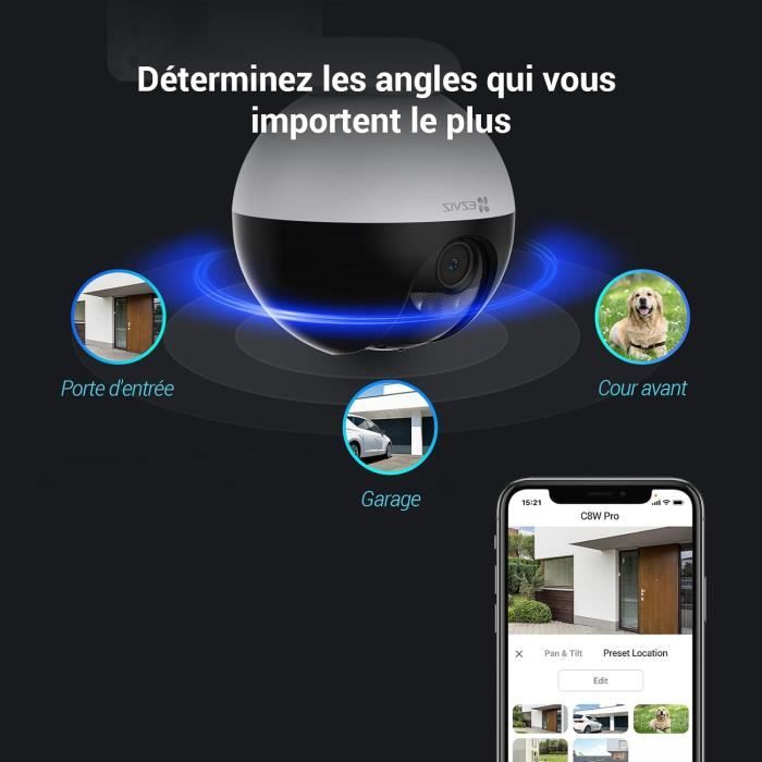 EZVIZ C8W Pro 2K Caera Surveillance WiFi Extérieure à 360° avec Suivi