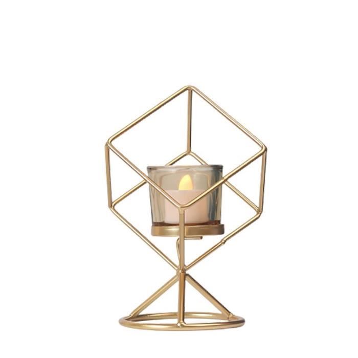 Bougeoir Géométrique Doré IMIKEYA - Support Bougie Décoratif | Fer Forme Moderne