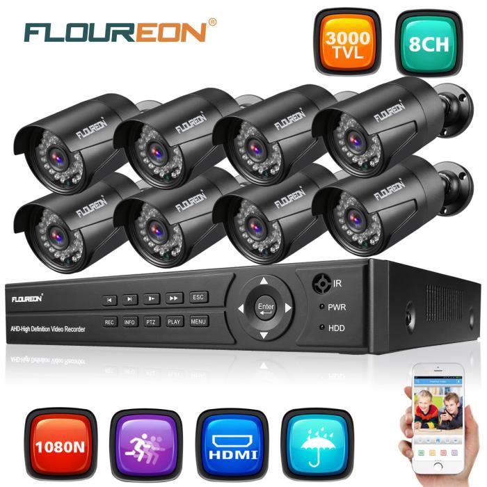 exterieurs enregistreur DVR  Floureon kit camera surveillance 10 cameras interieurs 