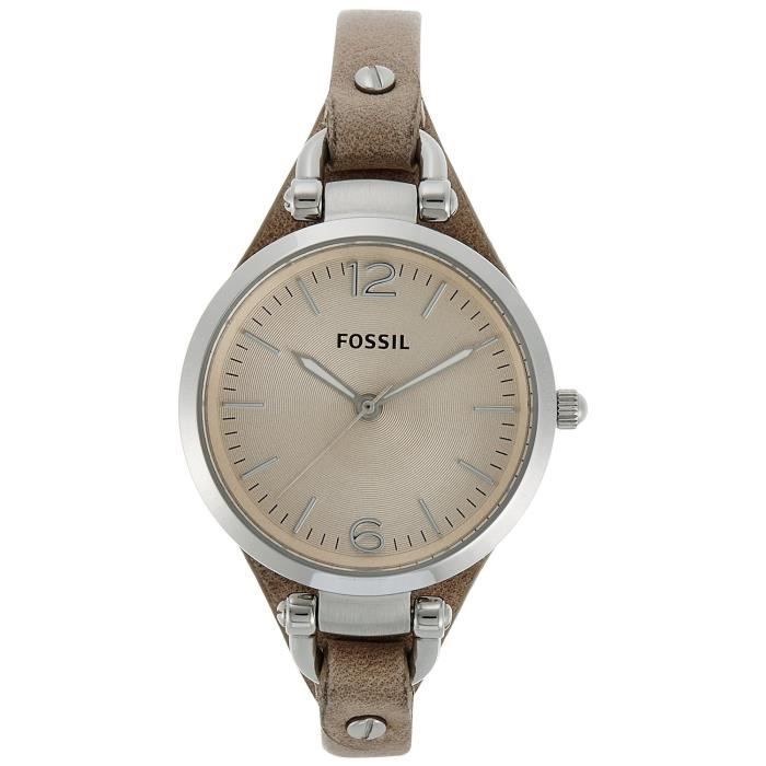 Fossil - Montre cuir sable Georgia - ES2830 - Cdiscount Bijouterie