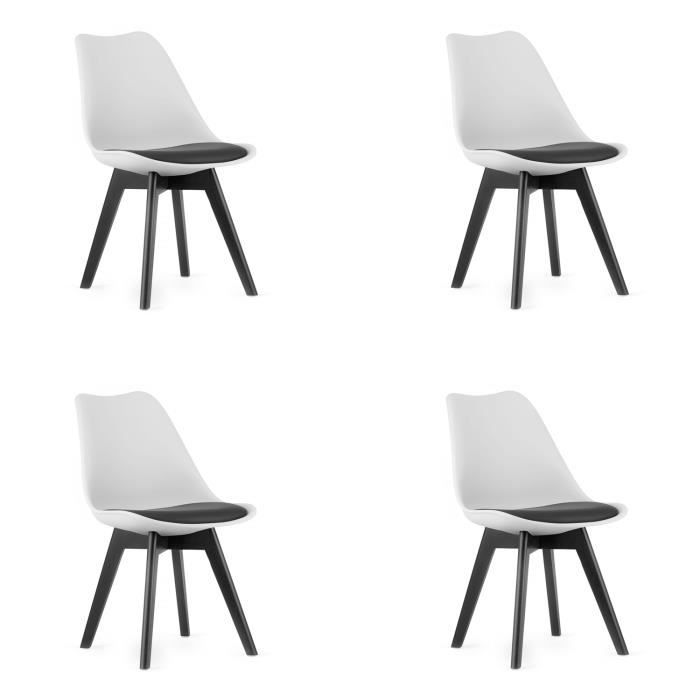 MARDI - Lot de 4 chaises style moderne salle à manger/cuisine - 82x48x43cm  - Chaise de salle à manger - Blanc 48x43x82