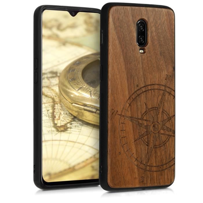 Kwmobile Coque en bois compatible avec OnePlus 6T Etui de protection rigide avec cadre en TPU brun fonce Cdiscount Telephonie