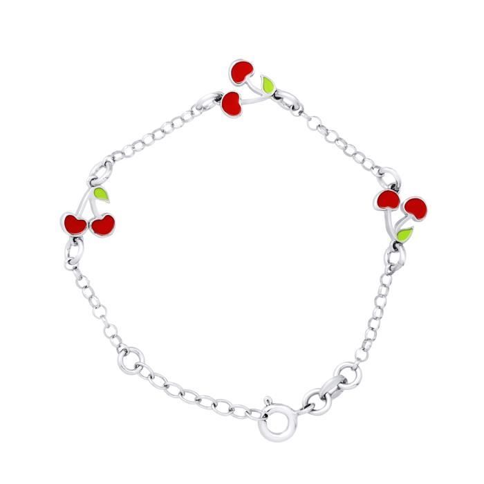 Bracelet Enfant - LÉA & ARTHUR - 3 CERISES - Argent 925 Rhodié - Longueur Réglable - Mixte