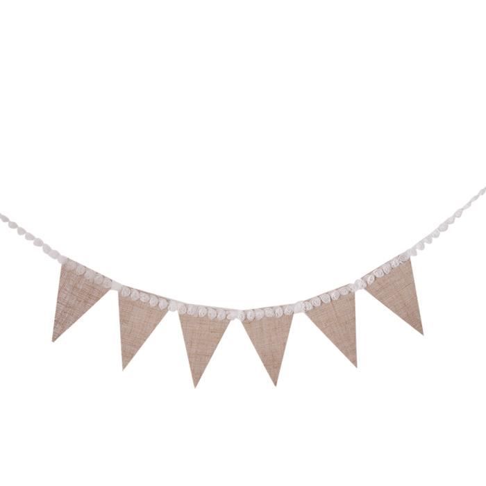 Bannière Décorative En Jute Et Dentelle Vintage - 3 M De Long, Idéale Mariage Champêtre, Baptême, Fête