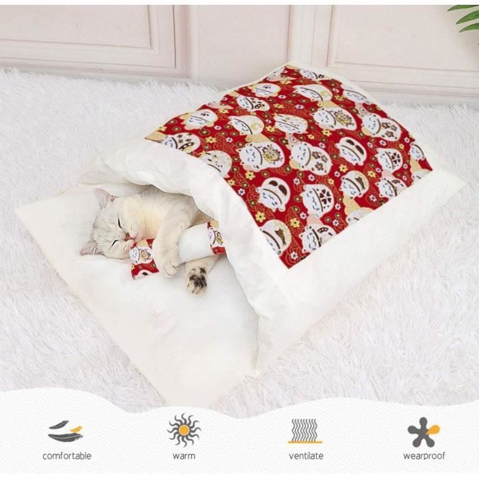 Meilleurs prix pour MARQUEUNE Lit pour chat panier pour chat nouveau sac de couchage pour chat hiver moelleux fermé chat coussin chaud