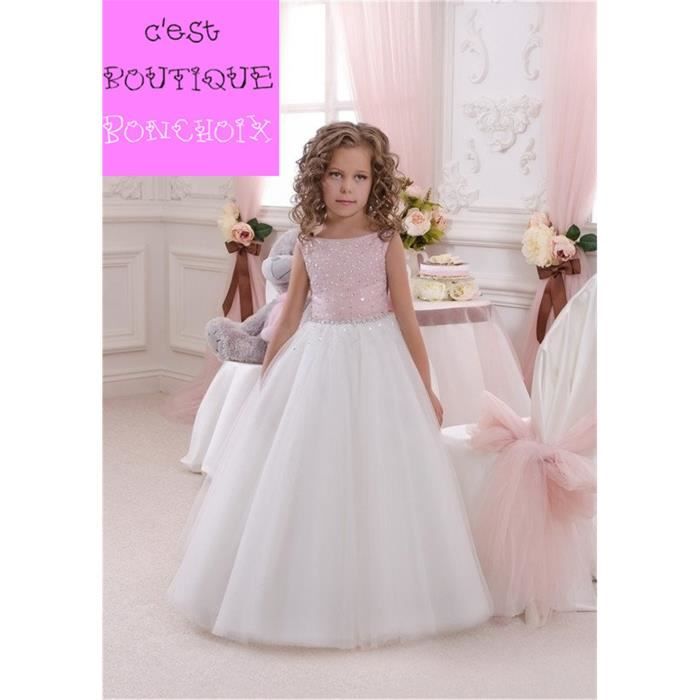 Robe De Cérémonie Mariage Fille Enfant Longue En Tulle Sans