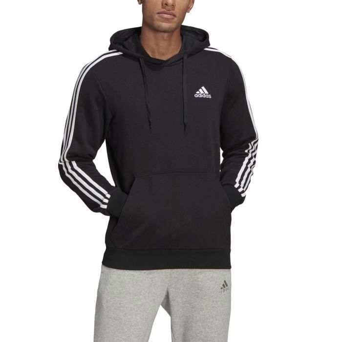 Sweat Shirt A Capuche Homme Adidas Essentials 3 Stripes Noir GK9062