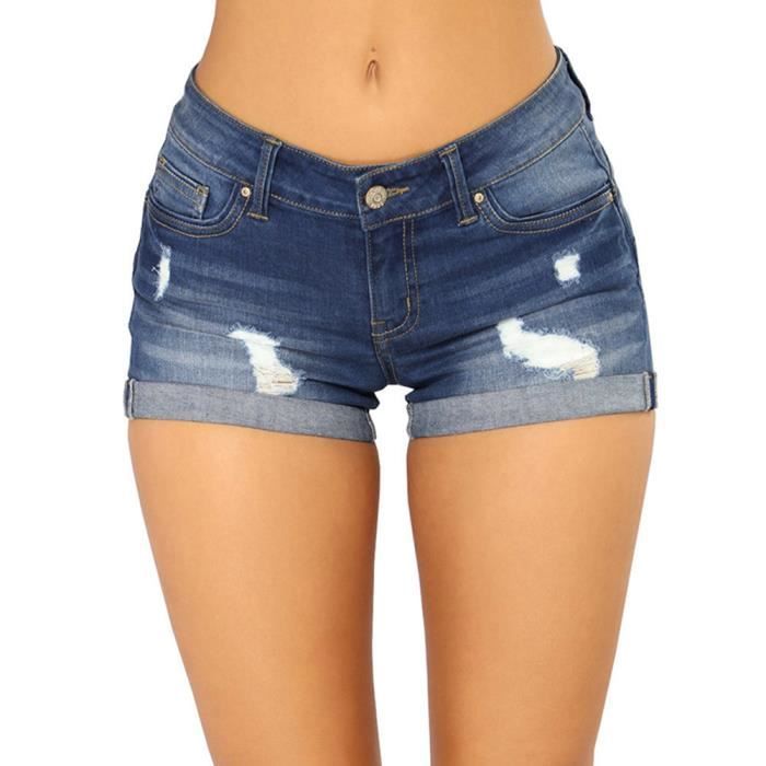 Mini short classique en jean sexy et tendance couleur bleu