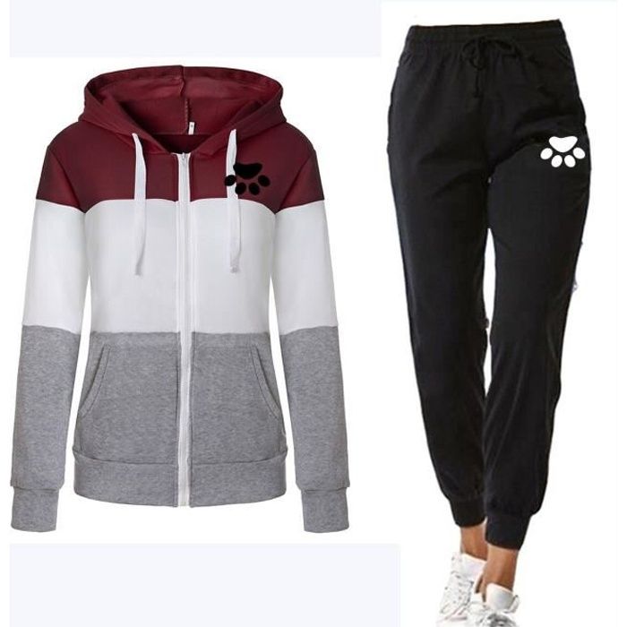 Joligiao Ensemble De Survêtement Deux Pièces Pour Femme Décontracté Tenue De Sport Top à Manche Longue