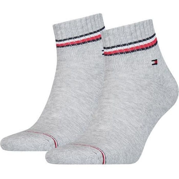 Tommy Hilfiger Chaussettes Homme - uni, Paquet de 2 Gris