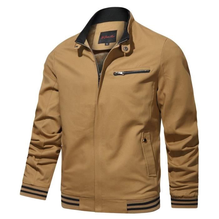 Veste en cuir PU pour hommes - KJEHOME - Veste à col montant - Noir Veste en cuir PU pour hommes - KJEHOME - Veste à col montant - Noir
