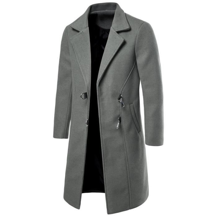 Manteau D'hiver Homme En Tweed - Longueur Moyenne, Col Montant, Style Trench, Pour Automne Et Hiver