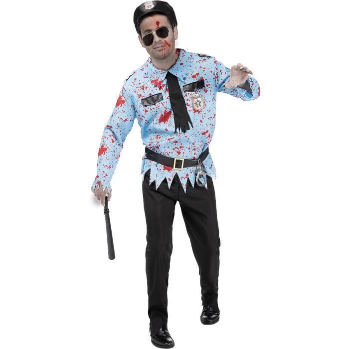 FUNIDELIA Déguisement policier zombie homme - Déguisement pour homme et accessoires pour Halloween, carnaval et fêtes.Taille: L