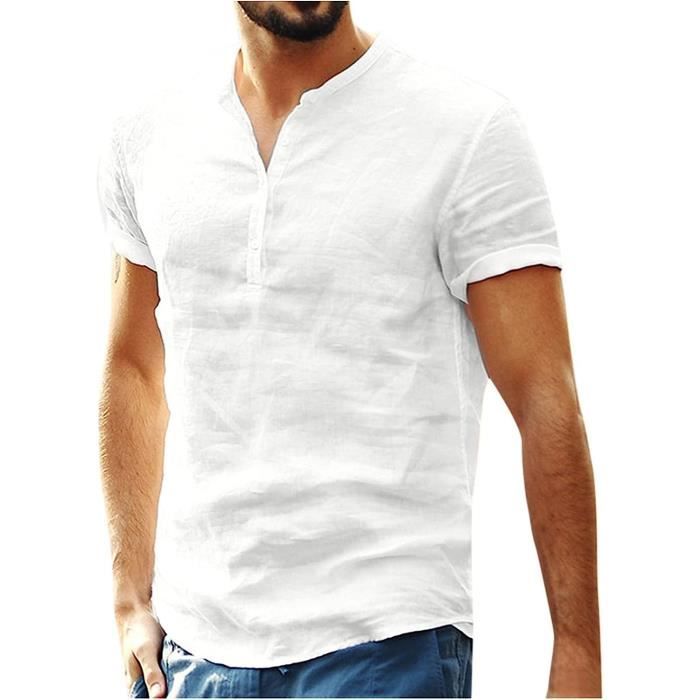 Chemise En Coton Et Lin Pour Homme - Basic Business Loisirs - Manches Longues - Bleu Bleu