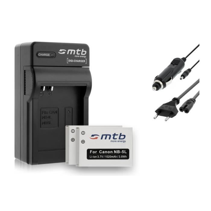 2 Batteries + Chargeur pour Canon NB5L Ixus 90 IS, 800 IS, 850