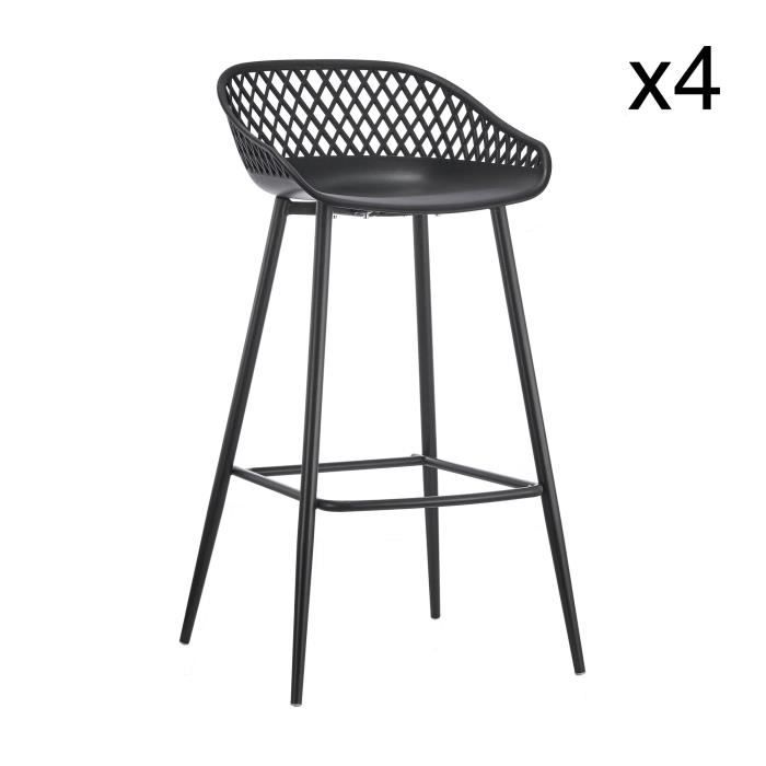 now's home - lot de 4 chaises bar noires en polypropylene 48x47x95cm bradley