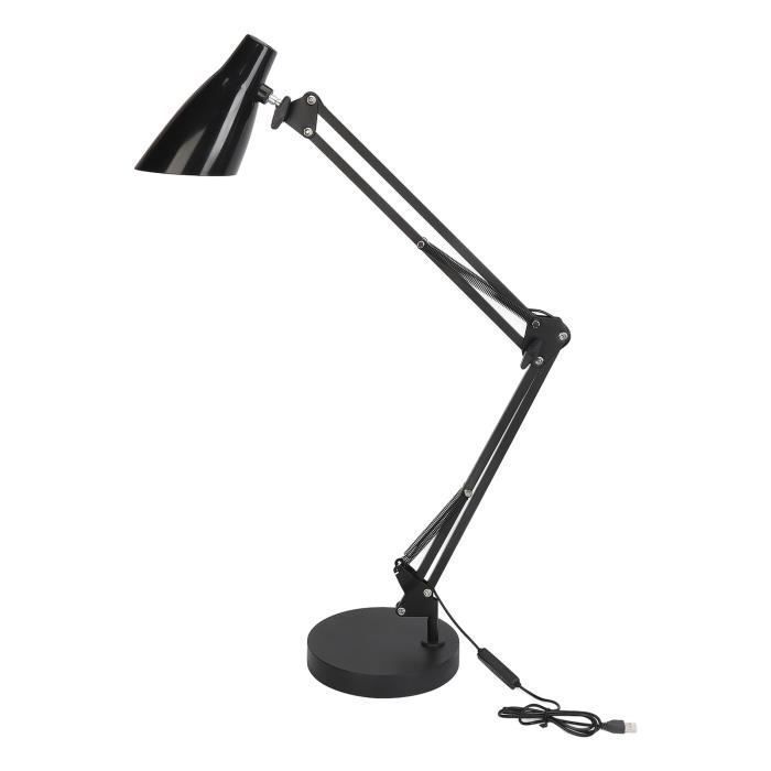 Lampe de bureau LED - OMABETA - Métal Noir - 10 niveaux de luminosité - Bras télescopique - 32 puces lumineuses