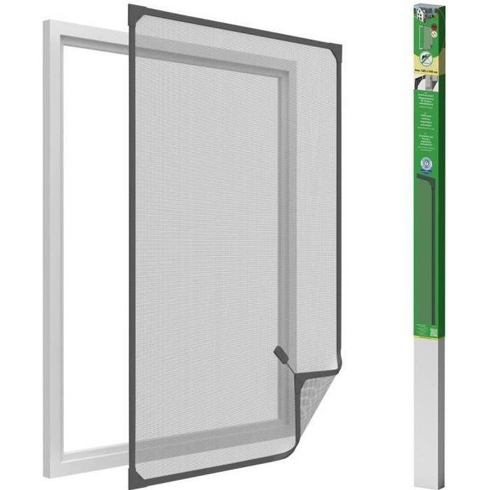 easy life Moustiquaire avec cadre magnétique en PVC pour fenêtres facile à instaler sans perçage - Anthracite 120 x 140 cm