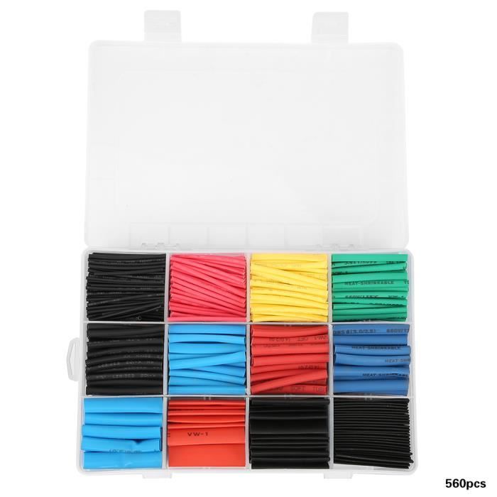 560 Pièces Gaine Thermorétractable AiQInu - 12 Tailles - Isolation Électrique - Étanche