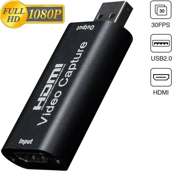 enregistrer et partager L x W x H : 64x28x13 Carte vidéo USB 2.0 pour enregistrement vidéo en direct Dimension Noir Aokeou Carte vidéo HDMI 1080p 30 fps pour streamer mm 