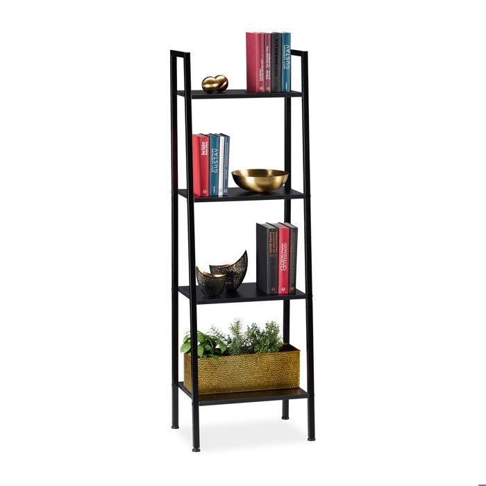 Étagère Relaxdays en forme déchelle 4 tablettes pour plantes livres & déco 136 x 44 x 315 cm noir