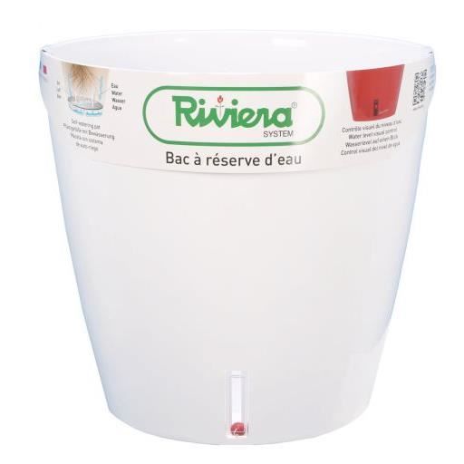 Jardinière Eva New Round 26 Cm Blanc - RIVIERA - Pot avec réserve d'eau - Plastique - Rond