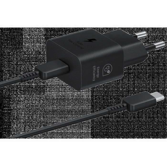 Chargeur SAMSUNG secteur Rapide - 25W USB C (avec câble) - Noir