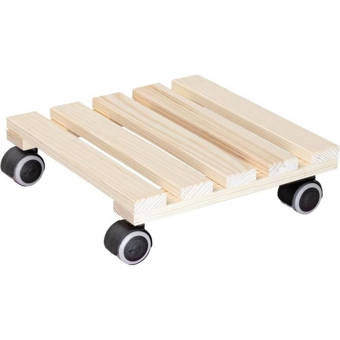 Support à Roulettes Pour Pot De Fleur Wagner 29x29cm - Bois Massif Blanc