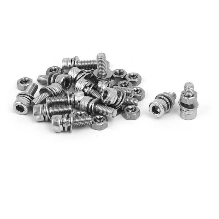 Lot De 8 Vis M6x35mm Inox 304 Tête Hexagonale Avec écrous Et Rondelles - Uxcell
