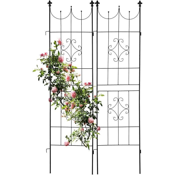 Relaxdays Grilles tuteur plantes, set de 2, HxL 183x46 cm, en métal