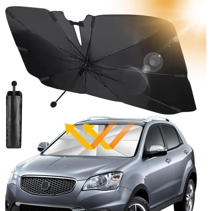 Pare-soleil Voiture 140x80 Cm - Ouverture Un Clic - Protection UV Et Chaleur - Pour Pare-brise Avant - 6