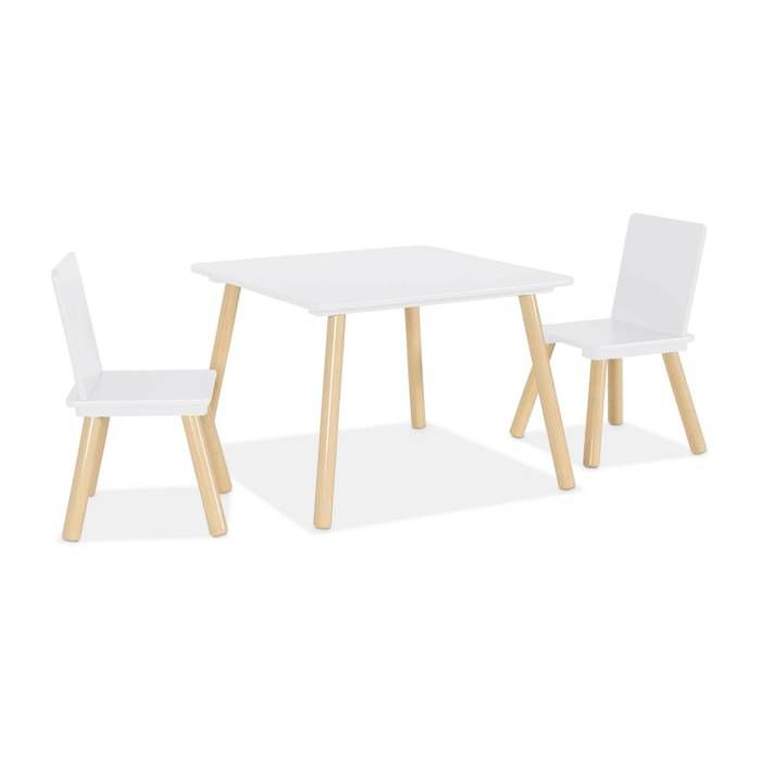 Table Enfant Kesper Avec 2 Chaises - 55x55x45cm Blanc | Parfait Pour Jeux Et Repas