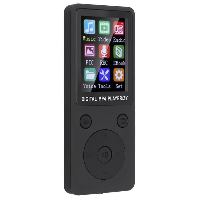 Tbest Lecteur MP4 T1 Music MP3 MP4 Player 8G Bluetooth Support 32G Carte mémoire Boutons ronds Noir