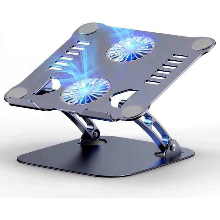 Support Pour Ordinateur Portable En Aluminium Réglable Avec Ventilateur De Refroidissement Et Tapis De Souris Table D Ordinateur Portable Pliable Pour Bureau Ergonomique Renforce Pour Canape Lit