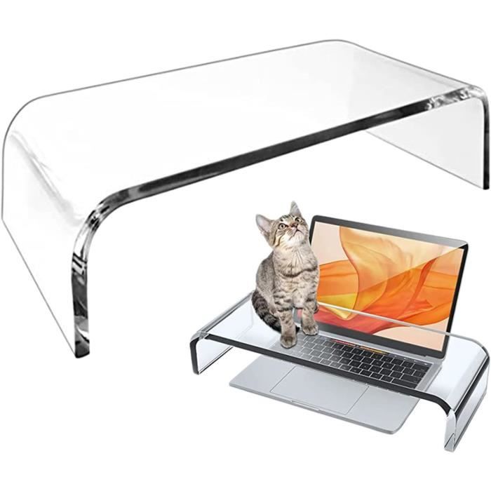 Support D’écran En Acrylique Transparent – 36 X 19 X 10 Cm, épaisseur 9 Mm – Pour Moniteur, PC Portable, TV – Capacité 25 Kg, Design Minimaliste Bureau
