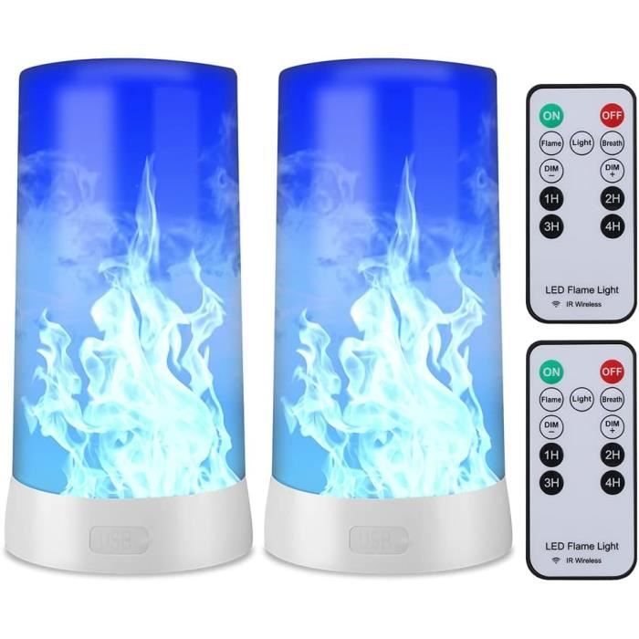 Lot De 2 Lampes LED à Effet Flamme Vacillante Hawofly - Rechargeables USB, Télécommande & Minuterie, Ambiance Romantique Pour Noël & Thanksgiving