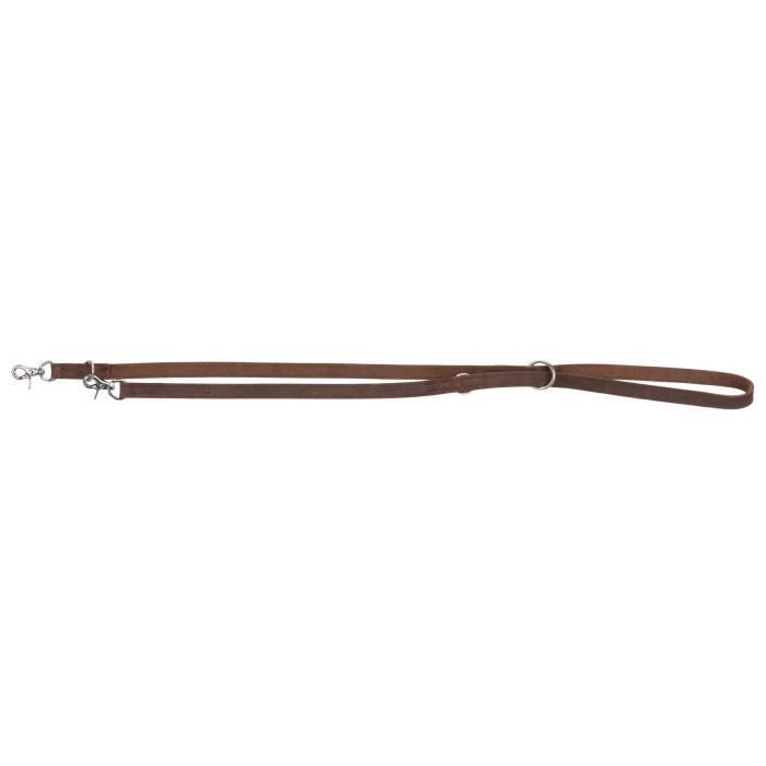 TRIXIE Laisse réglable en cuir ciré et vielli Rustic - M-L: 2 00 m/20 mm - Brun foncé - Pour chien