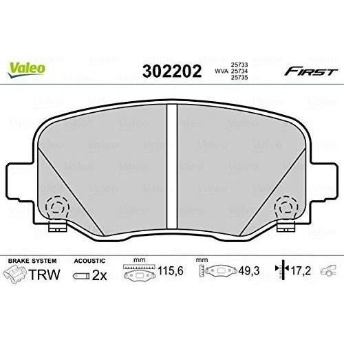 Plaquette de frein gamme first Fiat 500 x 09.14> RR - VALEO - 302202