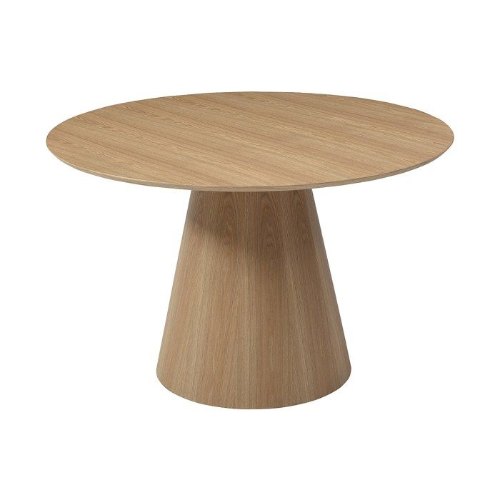 Table à manger ronde 4 personnes placage frêne - Naturel clair - ANTALIZA