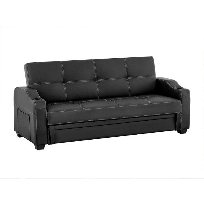 Canapé convertible clic clac en simili MIRELLA - VENTE-UNIQUE - Noir - 3 places - Moelleux - Contemporain