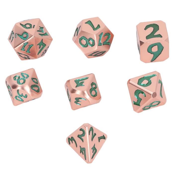 Haxtec Jeu de dés DND en métal 7 en 1 uniques rotatifs pour jeux de rôle Donjons et Dragons – Cadeaux DND pour jeux de rôle (fer antique